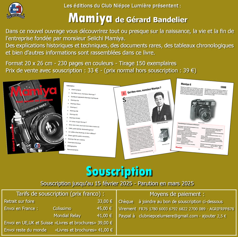 Bulletin de souscription Mamiya